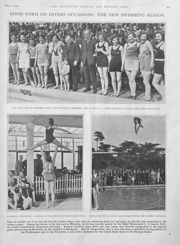 Good Form on Divers Occasions :  The New Swimming Season.  1932.