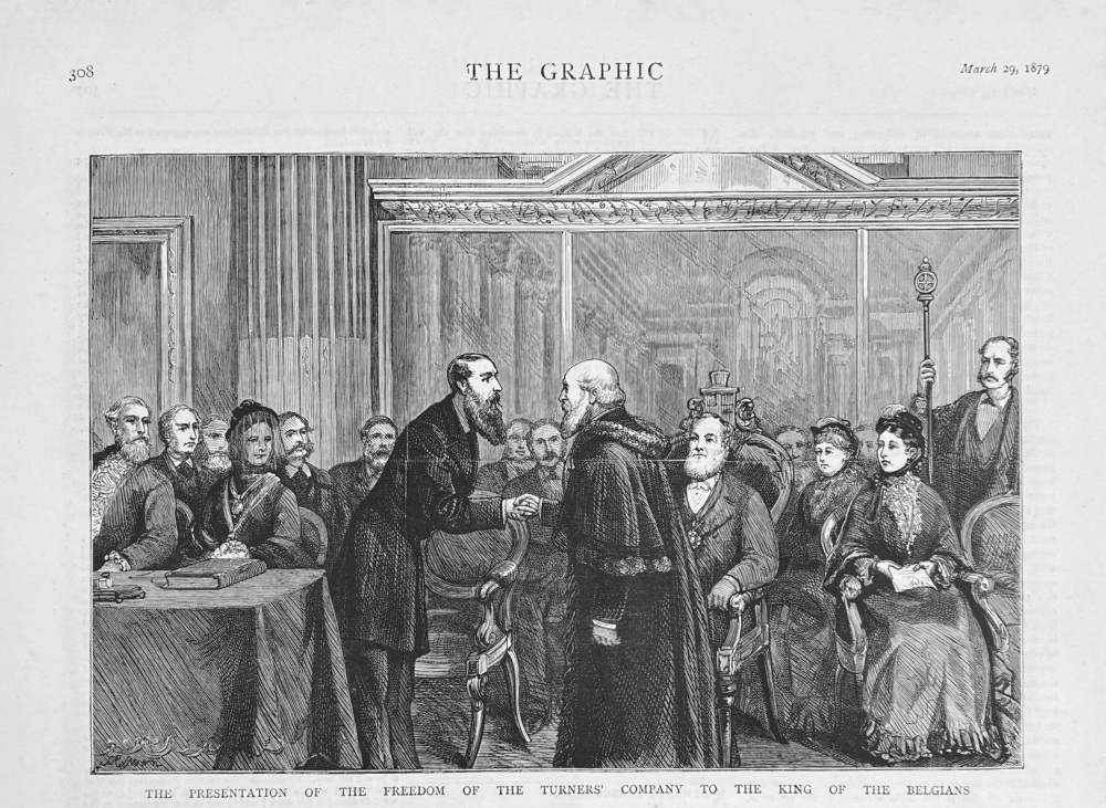 The Presentation of the Freedom of the Turners' Company to the King of the Belgians.  1879.
