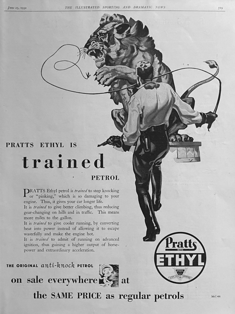 Pratts Ethyl Petrol.  1932.