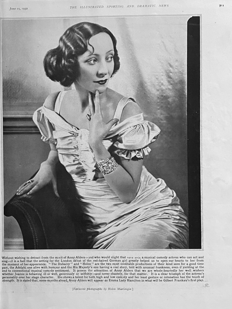 Anny Ahlers. (German Actress and Singer)  1932.