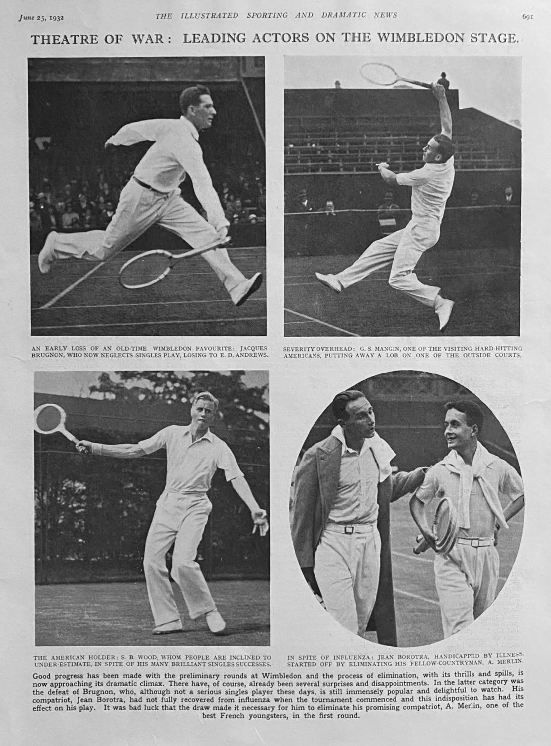 Theatre of War :  Leading Actors on the Wimbledon Stage. 1932. (Tennis).
