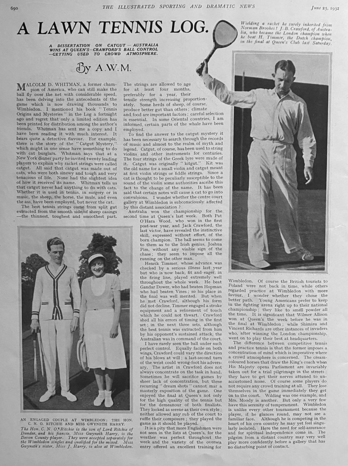 A Lawn Tennis Log.  by Arthur Wallis Myers. June  1932.