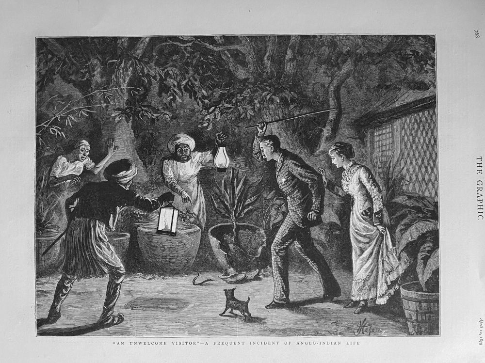 "An Unwelcome Visitor"- A Frequent Incident of Anglo-Indian Life.  1879.