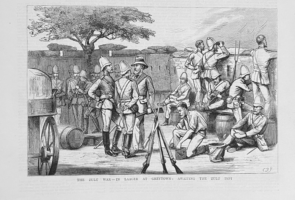 The Zulu War - In Laager at Greytown :  Awaiting The Zulu Impi.  1879.