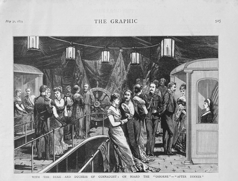 With the Duke and Duchess of Connaught :  on Board the "Osborne" - "After Dinner".  1879.
