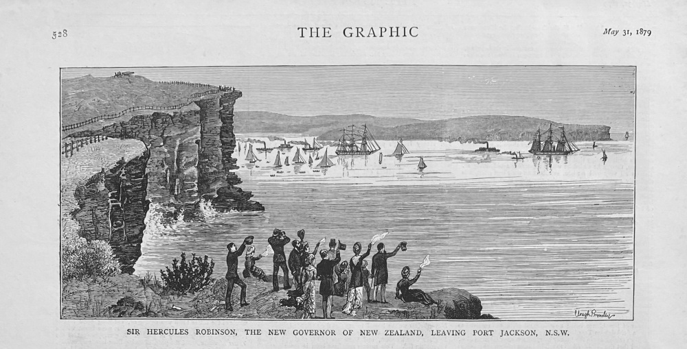 Sir Hercules Robinson, the New Governor of New Zealand, Leaving Port Jackson, N.S.W.  1879.