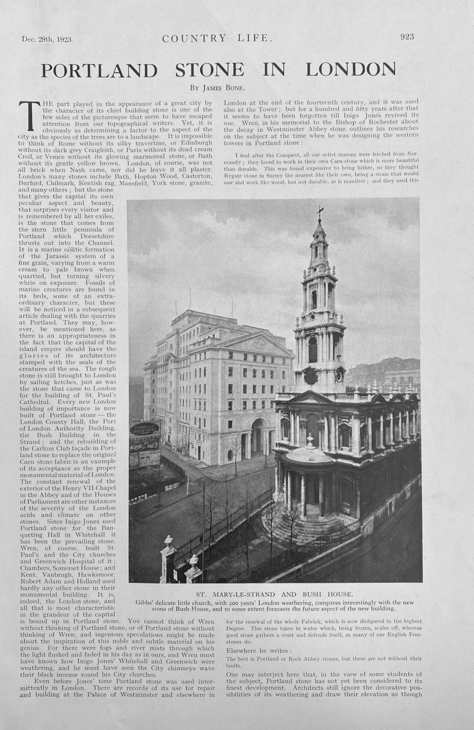 Portland Stone in London - 1923