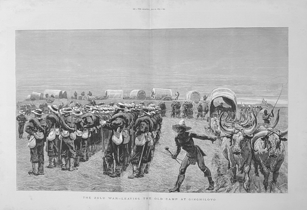 The Zulu War - Leaving the Old Camp at Ginghilovo.  1879.