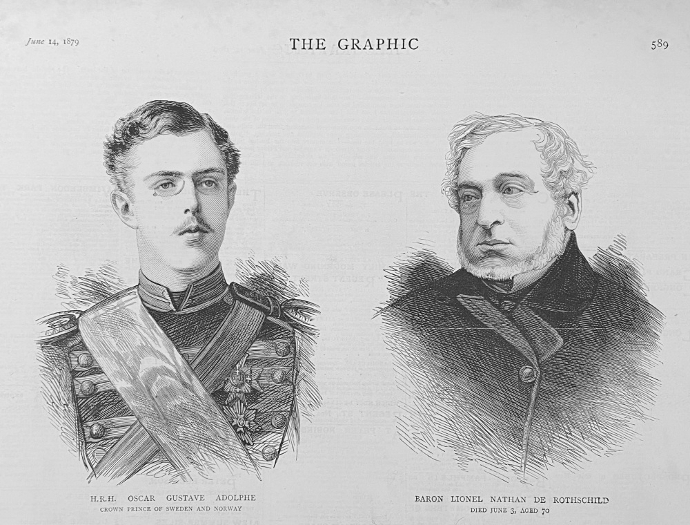 H.R.H.  Oscar Gustave Adolphe   &   Baron Lionel de Rothschild.  1879.