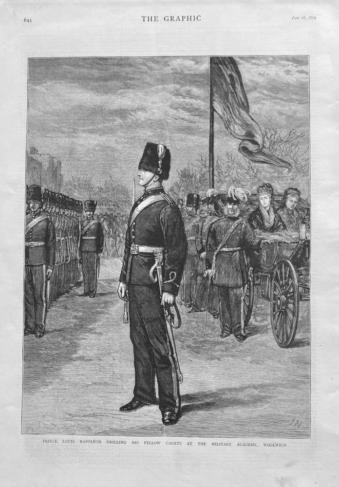 Prince Louis Napoleon Drilling his Fellow Cadets at the Military Academy, Woolwich.  1879.