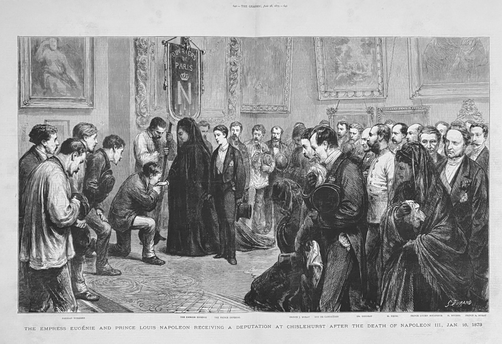 The Empress Eugenie and Prince Louis Napoleon Receiving a Deputation at Chislehurst after the Death of Napoleon III.,  Jan.  16th, 1973.