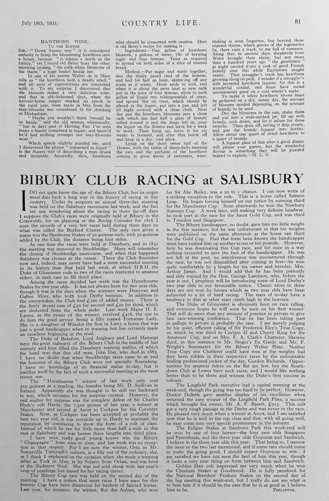 Bibury Club Racing in Salisbury - 1931