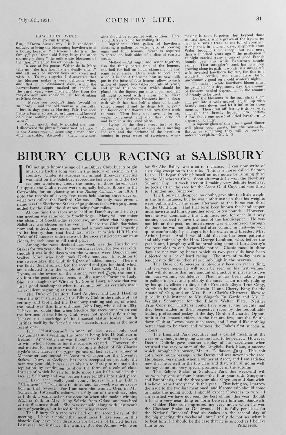 Bibury Club Racing in Salisbury - 1931