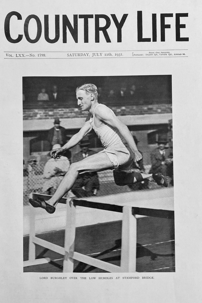 Lord Burghley over the Low Hurdles at Stamford Bridge - 1931