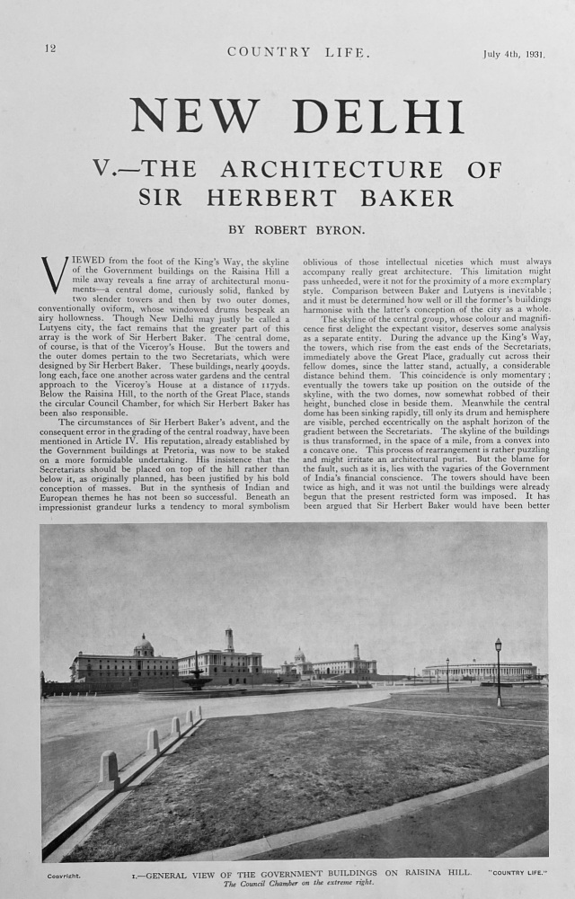 New Delhi - V - The Architecture of Sir Herbert Baker - 1931
