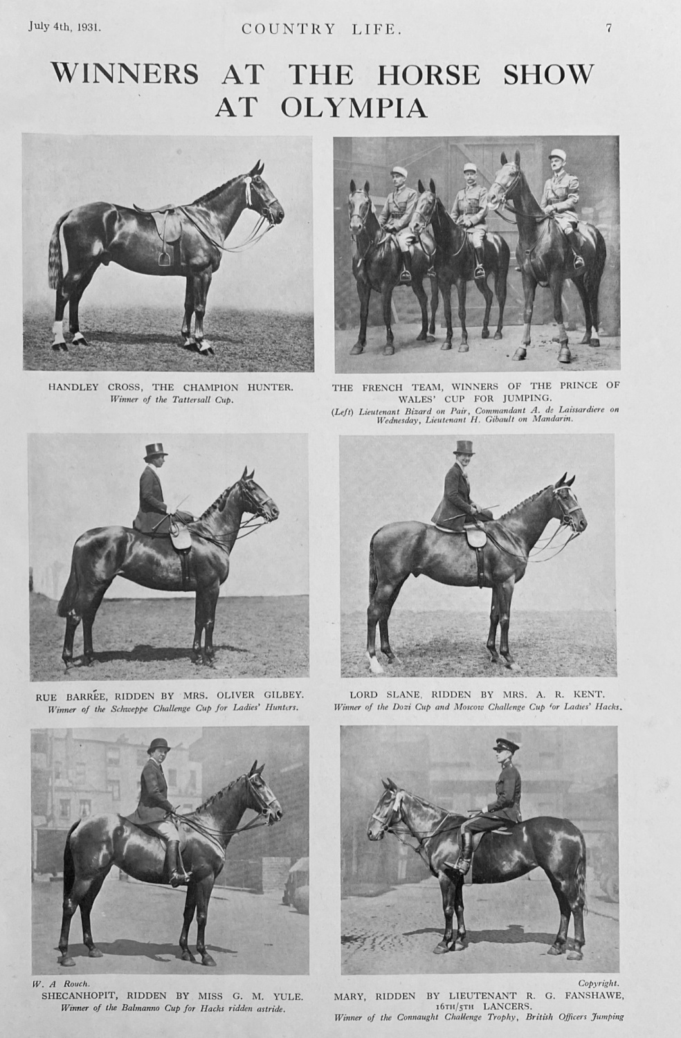 Winners at the Horse Show at Olympia - 1931