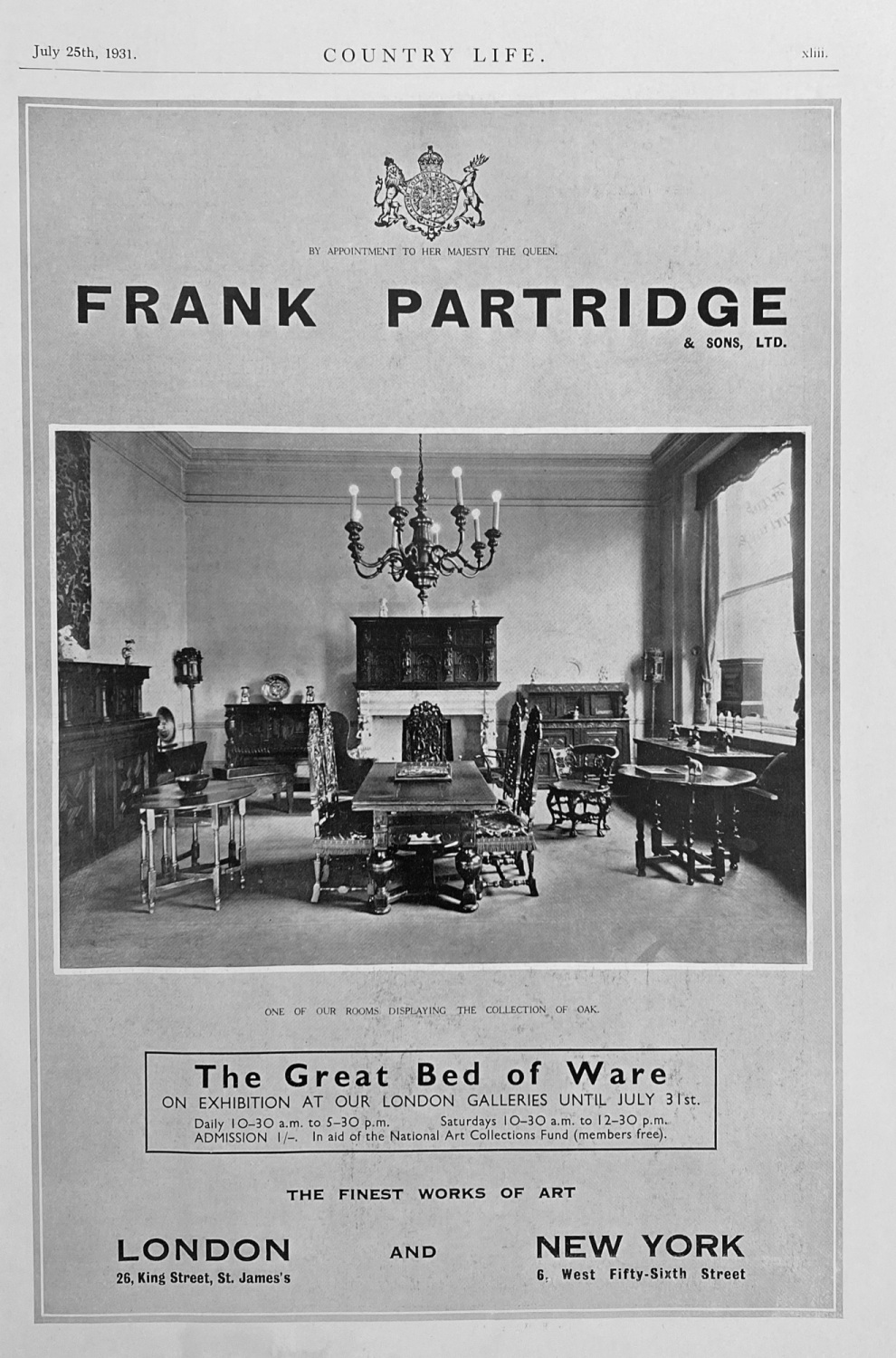 Frank Partridge (Advert) 1931