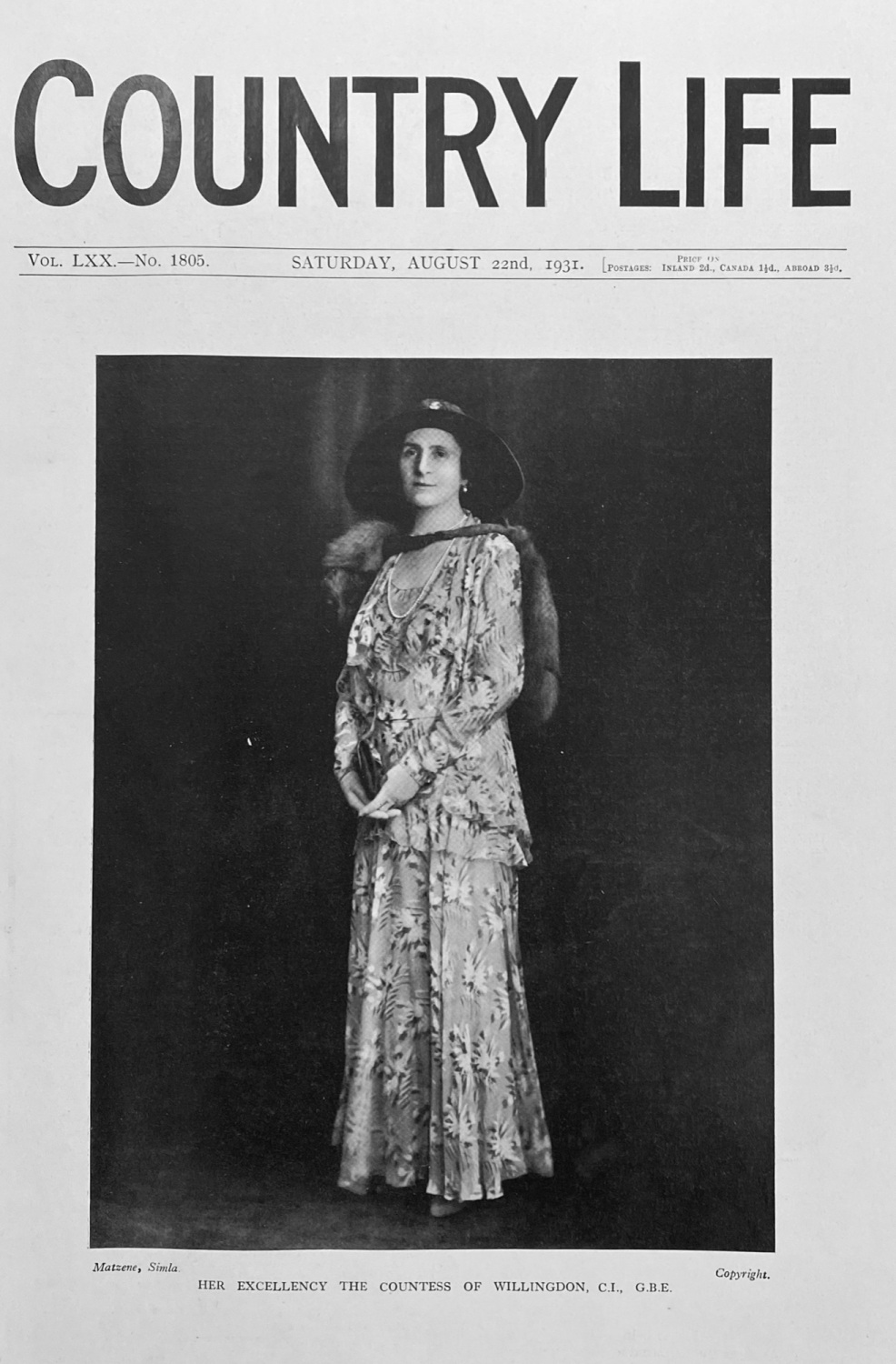 Her Excellency the Countess of Willingdon, C.I., G.B.E. - 1931