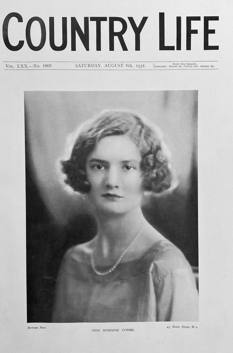 Miss Romaine Combe - 1931