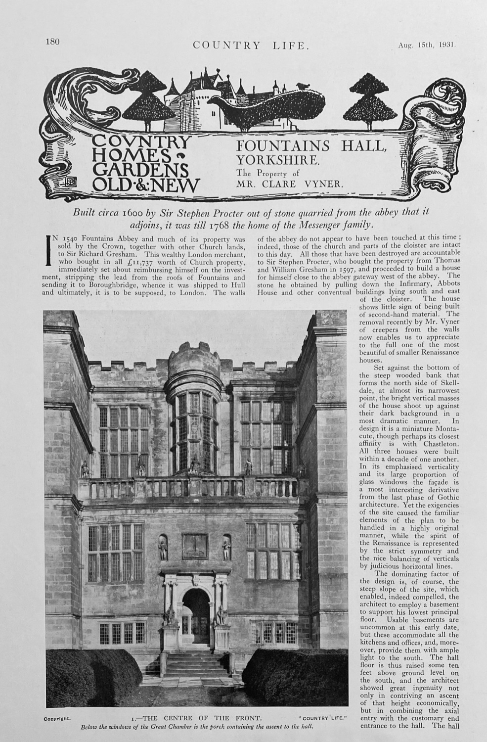 Fountains Hall, Yorkshire - 1931