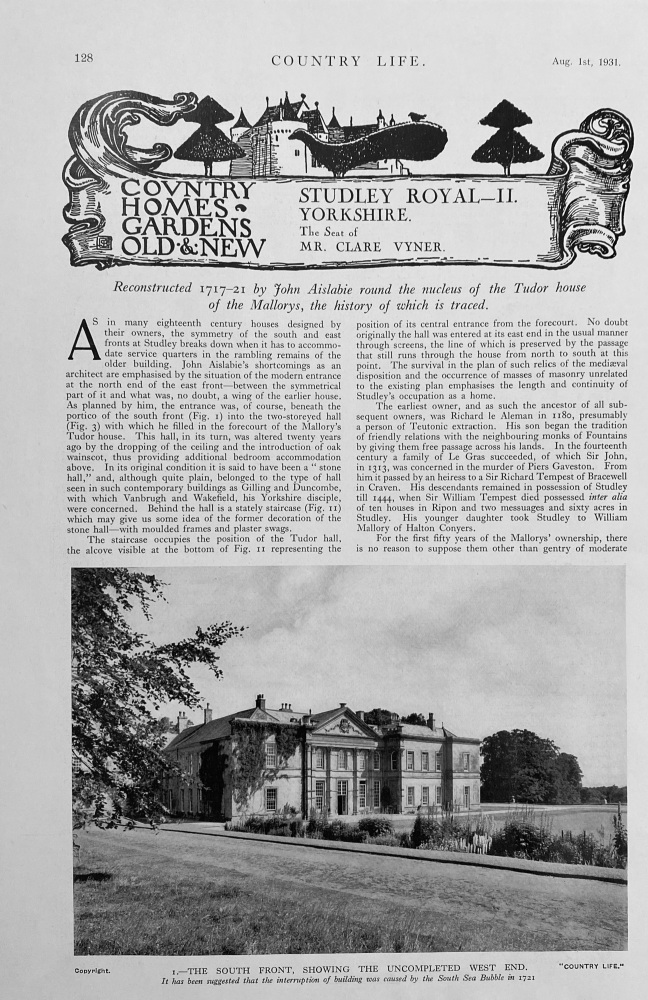 Studley Royal - Part II and III - 1931