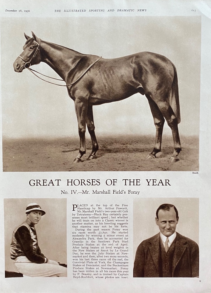Great Horses of the Year - "Foray" - 1936