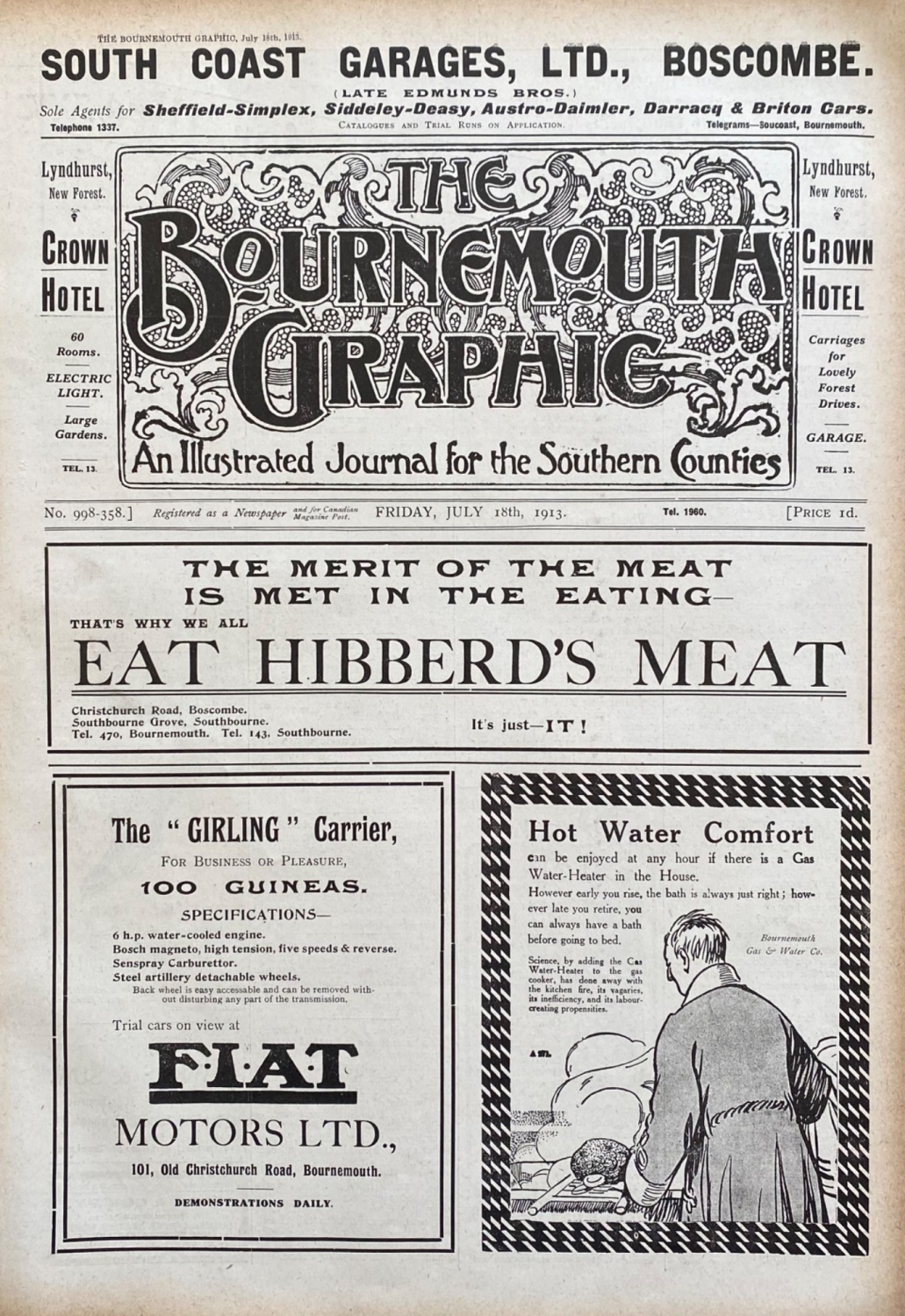 The Bournemouth Graphic.  July 18th, 1913.