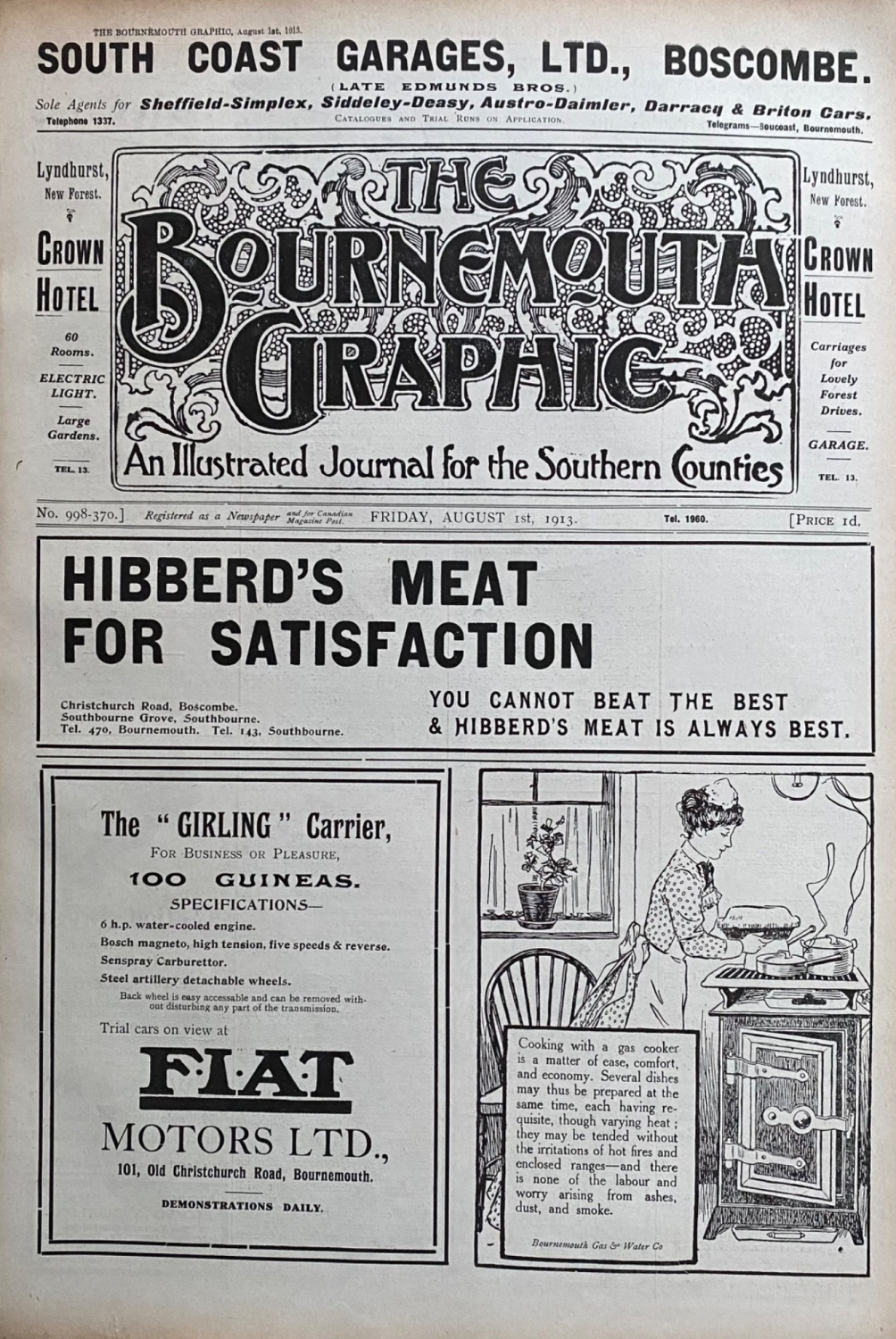 The Bournemouth Graphic.  August 1st,  1913.