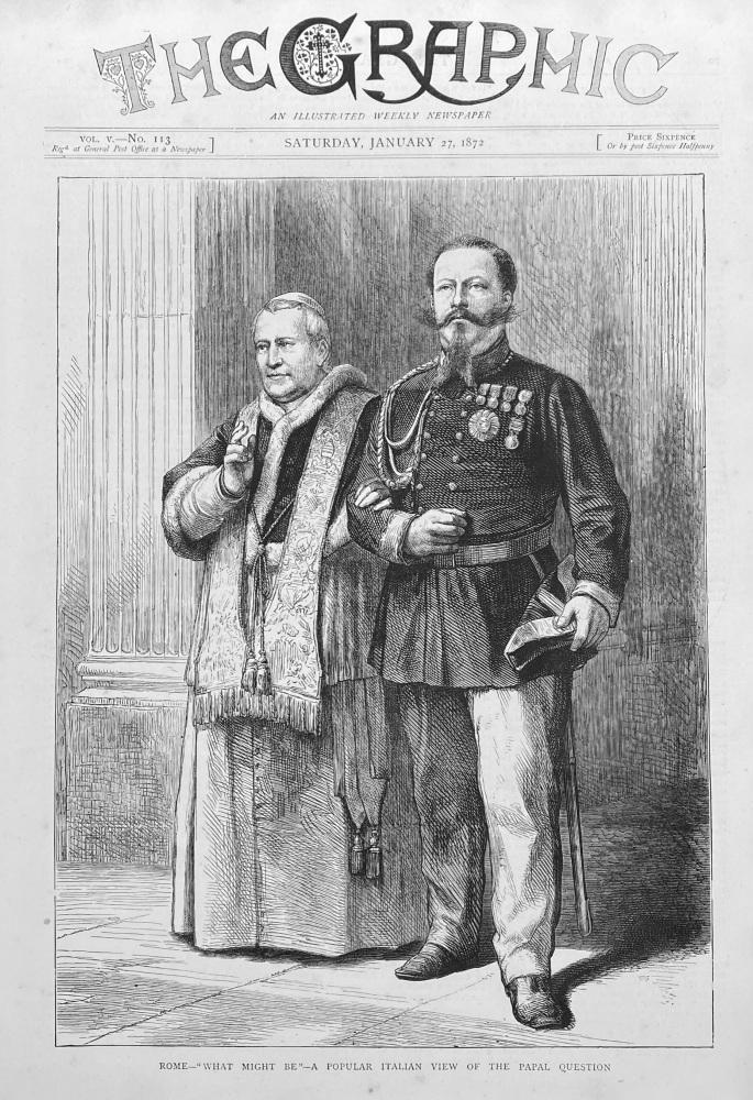 Rome- "What Might Be"- A Popular Italian View of the Papal Question. 1872.
