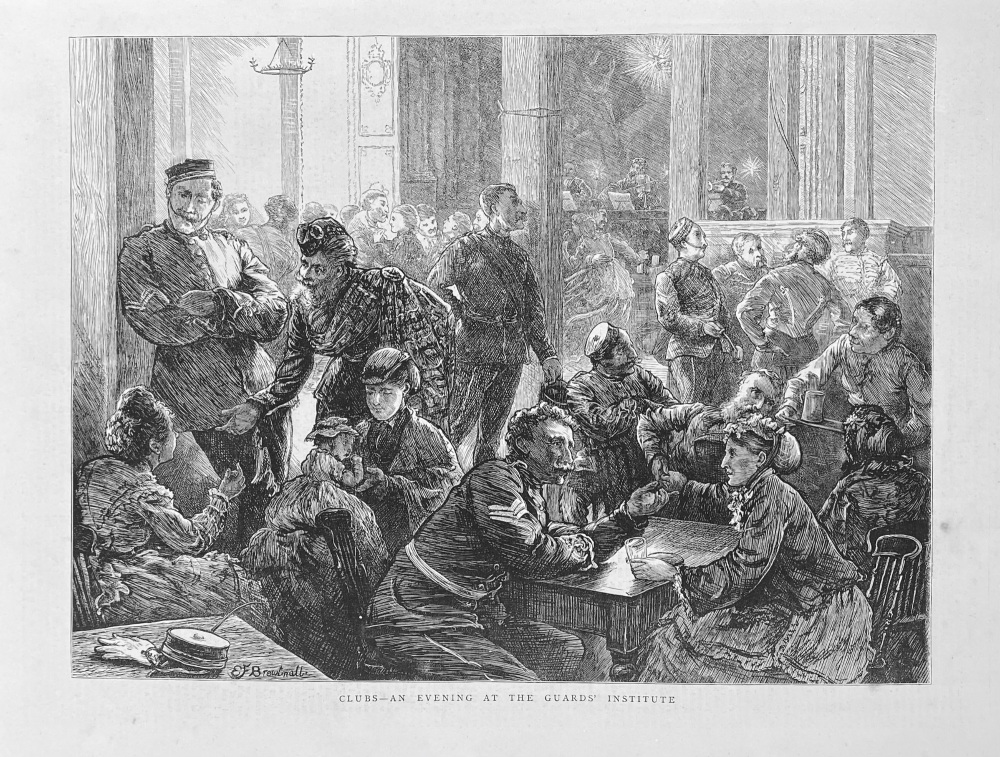 Clubs - An Evening at the Guards' Institute.  1872.