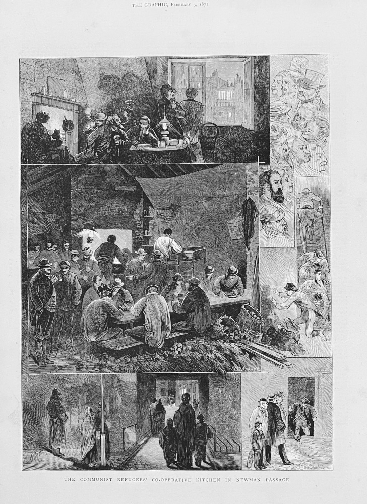 The Communist Refugees' Co-Operative Kitchen in Newman Passage.  1872.