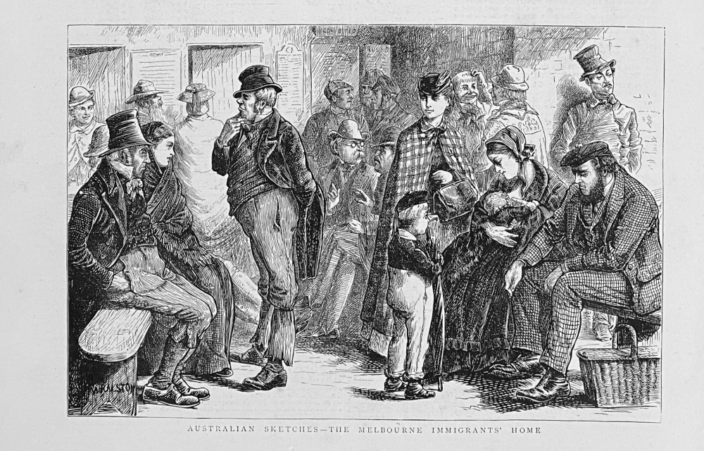 Australian Sketches - The Melbourne Immigrants' Home.  1872.