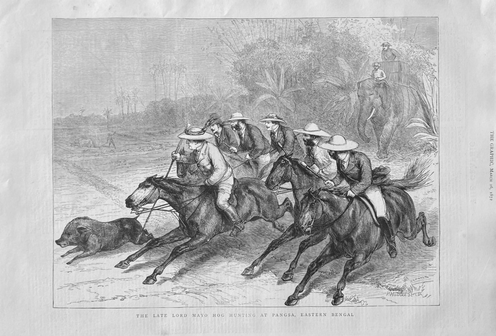 The Late Lord Mayo Hog Hunting at Pangsa, Eastern Bengal.  1872.