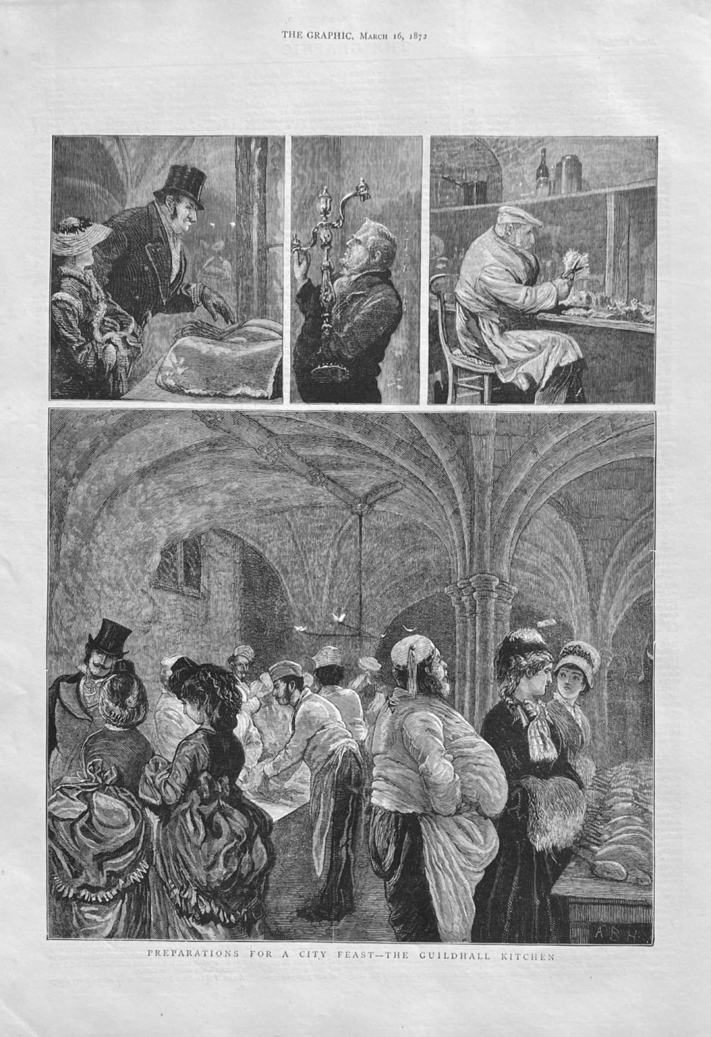 Preparations for a City Feast - The Guildhall Kitchen.  1872.