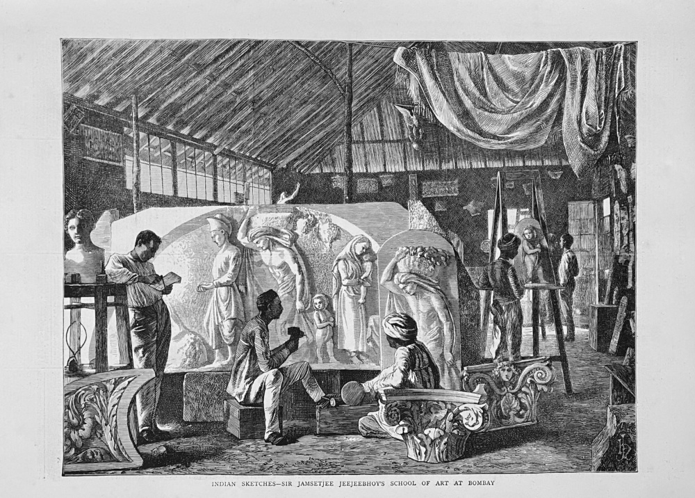 Indian Sketches - Sir Jamsetjee Jeejeebhoy's School of Art at Bombay.  1872.