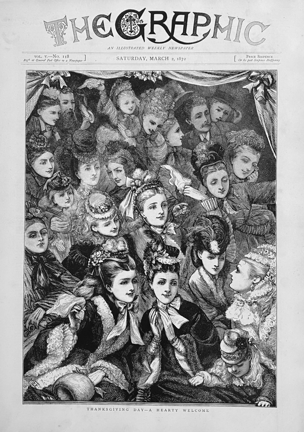 Thanksgiving Day- A Hearty Welcome.  1872.