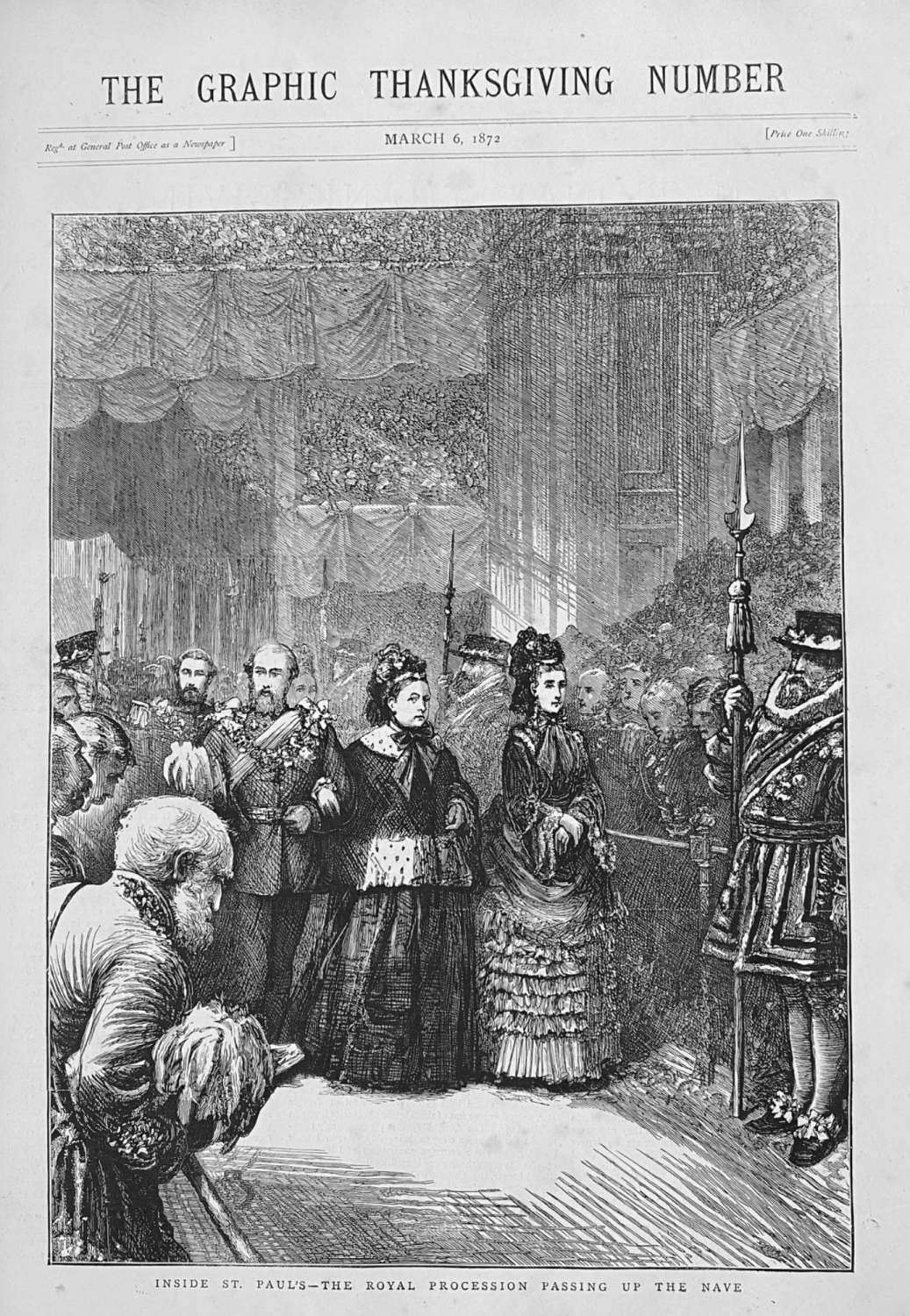 Inside St. Paul's - The Royal Procession Passing up the Nave.  1872. (Thank