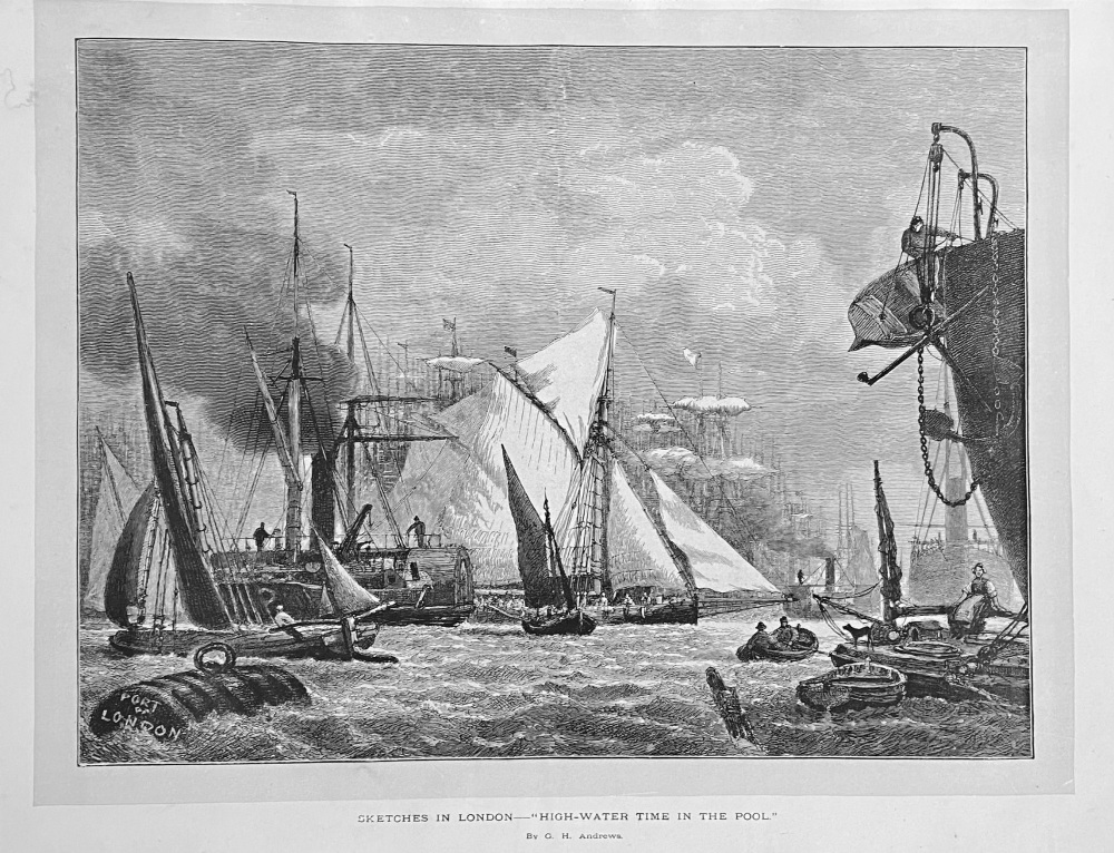 Sketches in London- "High-Water Time in the Pool."  1872.