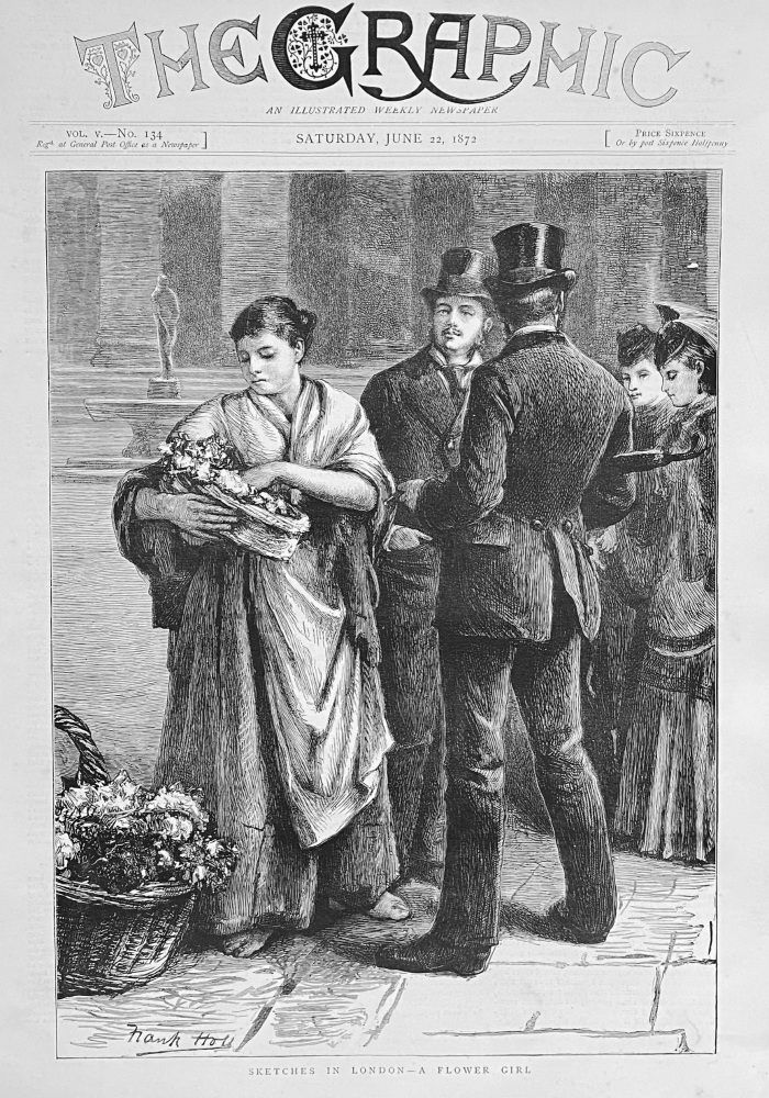 Sketches in London- A Flower Girl.  1872.