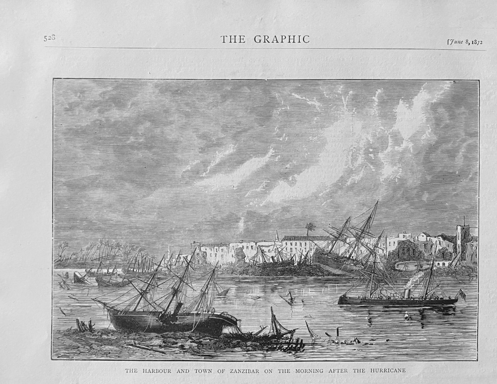 The Harbour and Town of Zanzibar on the Morning after the Hurricane.  1872.
