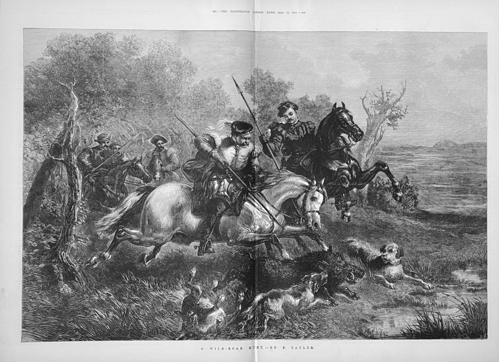 A Wild-Boar Hunt by F Tayler - 1874