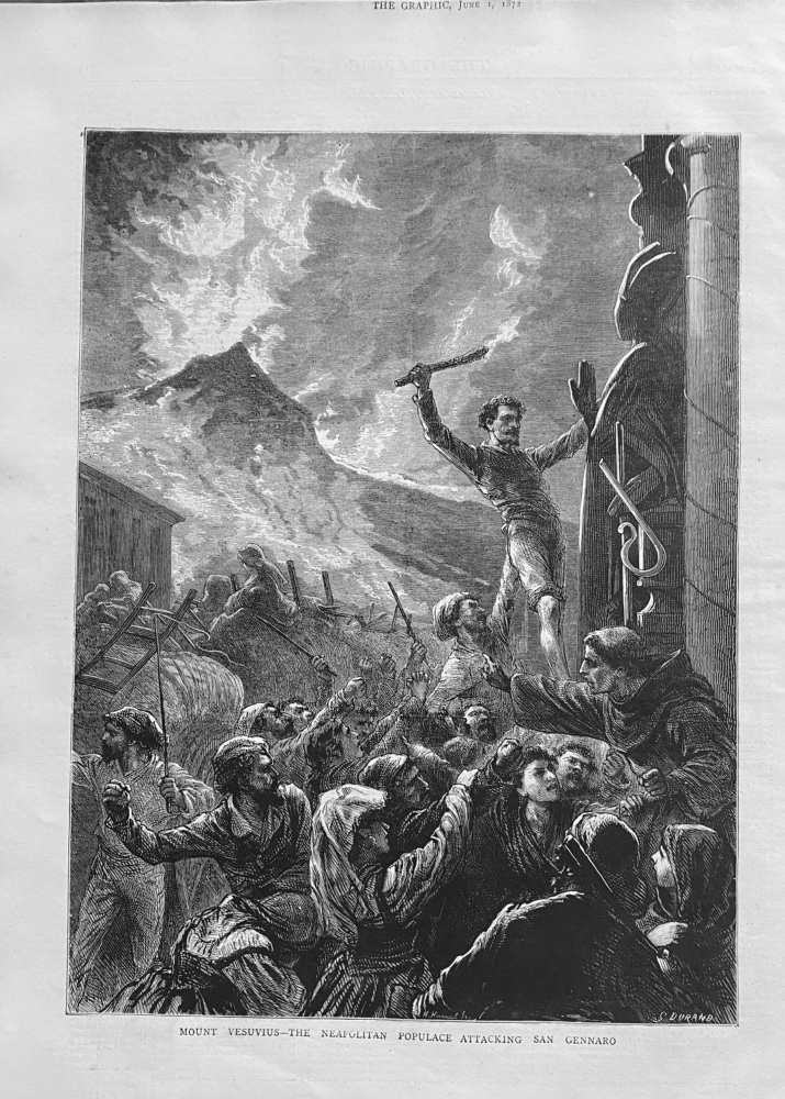 Mount Vesuvius- The Neapolitan Populace San Gennaro.  1872.