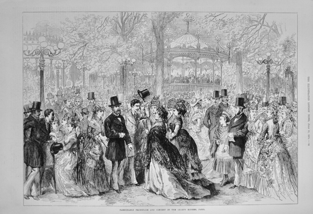 Fashionable Promenade and Concert in the Champs Elysees - 1874