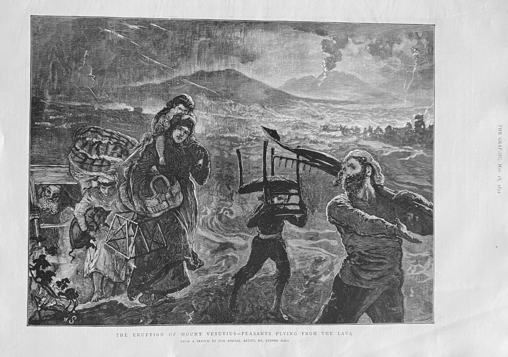 The Eruption of Mount Vesuvius - Peasants Flying from the Lava. 1872.