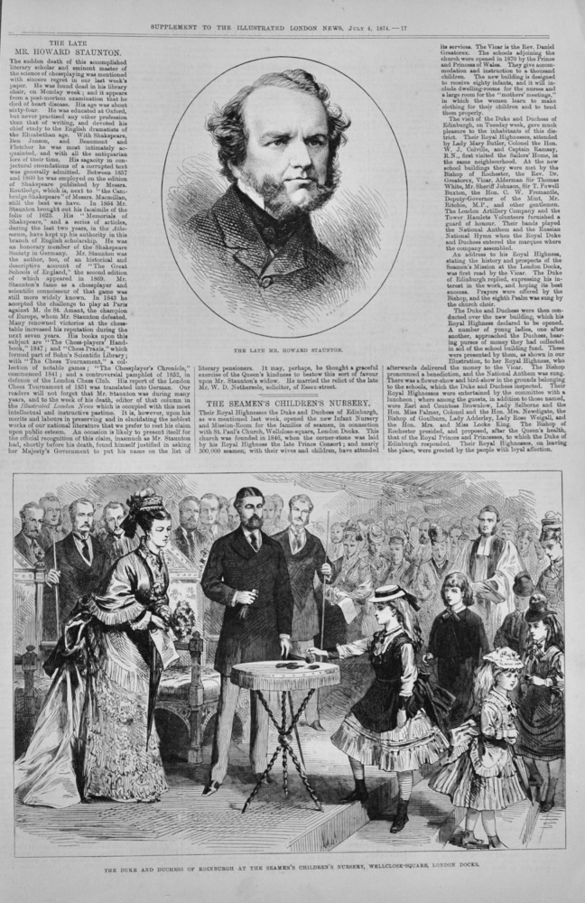 The late Mr Howard Staunton - 1874