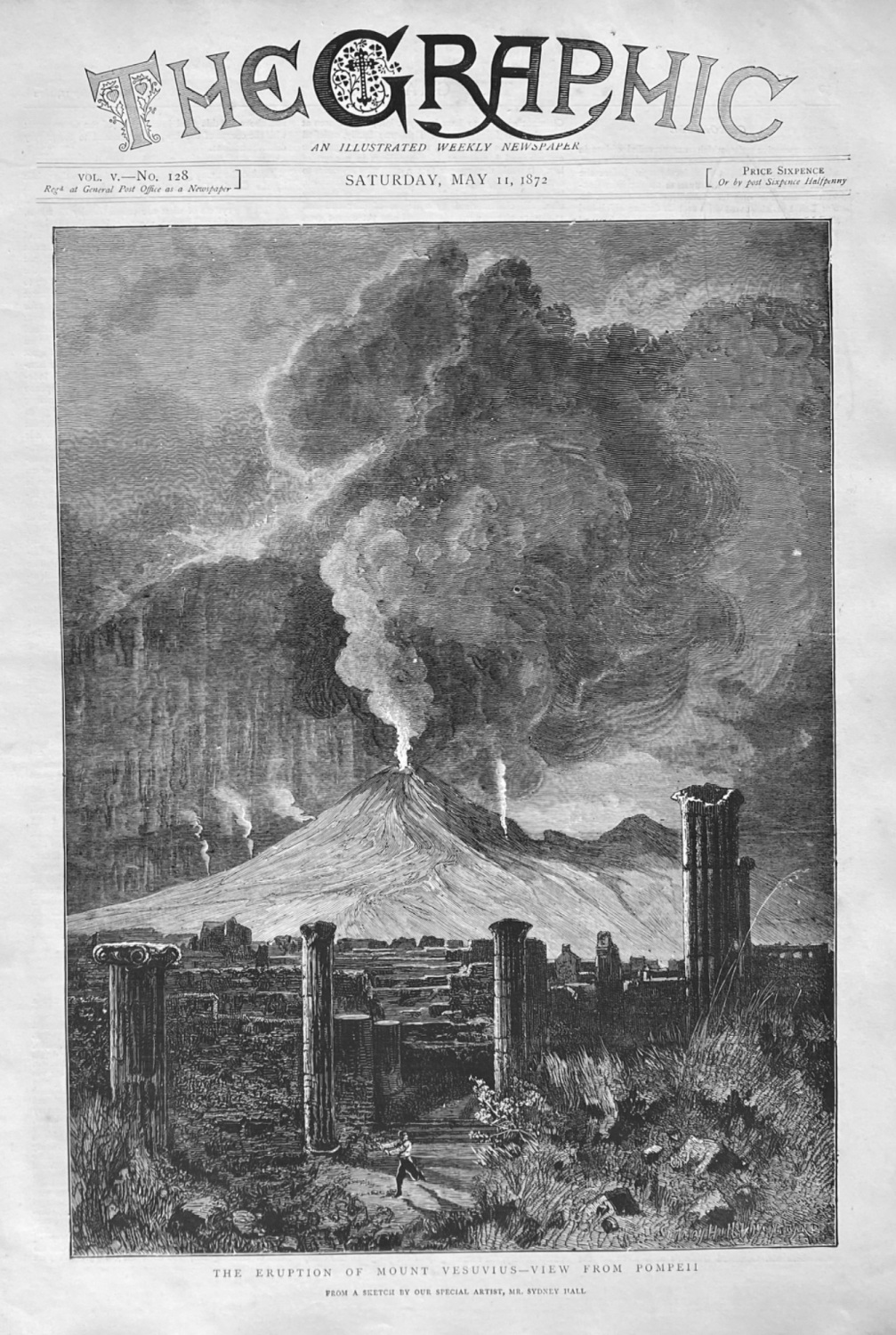 The Eruption of Mount Vesuvius- View from Pompeii.  1872.