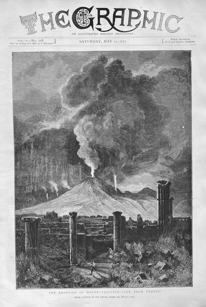 The Eruption of Mount Vesuvius- View from Pompeii.  1872.