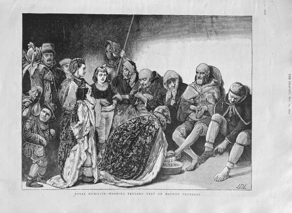 Royal Humility - Washing Beggars' Feet on Maundy Thursday.  1872.
