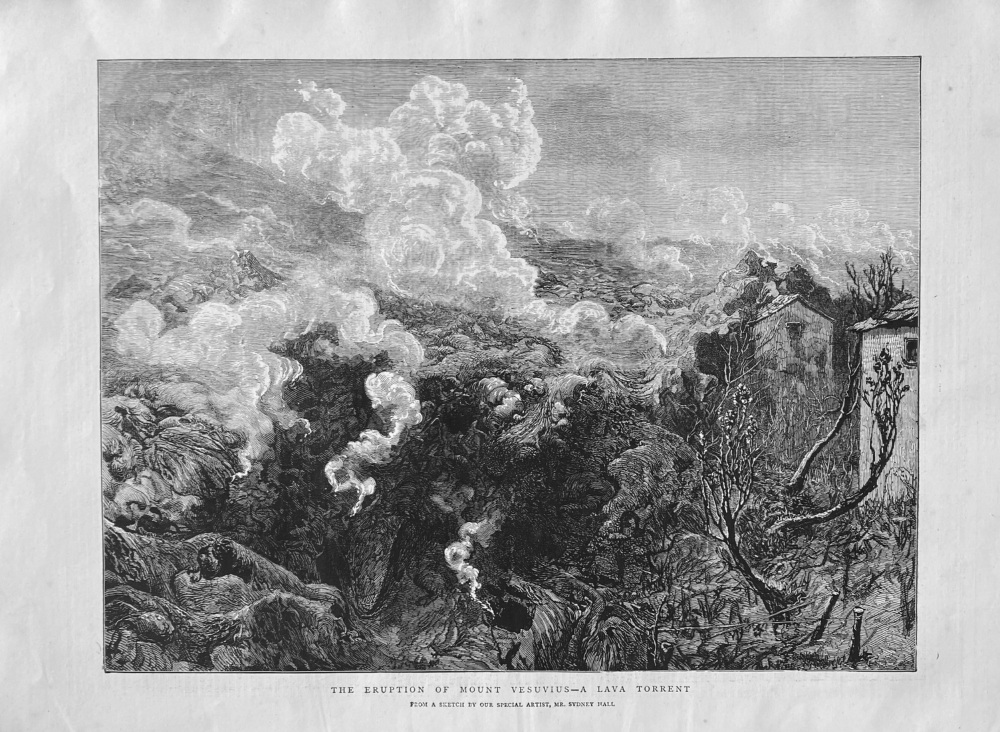 The Eruption of Mount Versuvius- A Lava Torrent.  1872.
