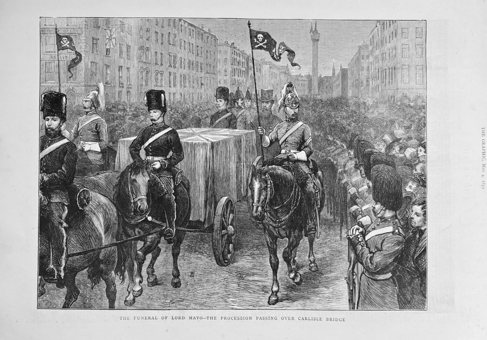 The Funeral of the Late Lord Mayo- The Procession Passing over Carlisle Bridge.  1872.